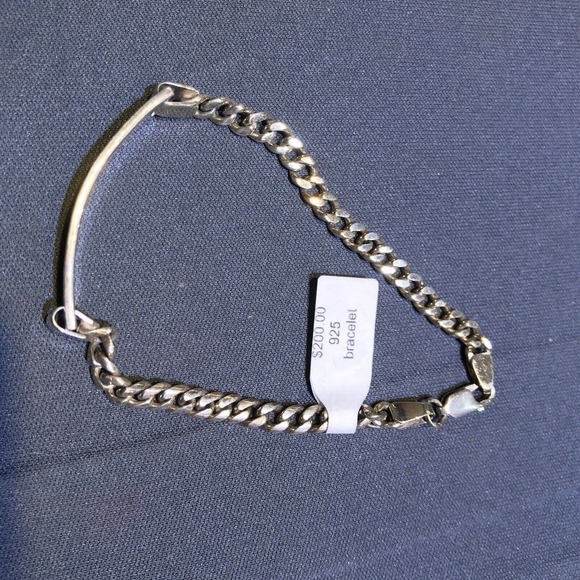 Sterling Silver ID Bracelet 925 CubanLink Chain Claw Clasp Stamped - Picture 3 of 6